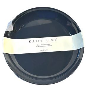 Katie Kime NAVY PLATE SET of four melamine plates, 9” each NWT